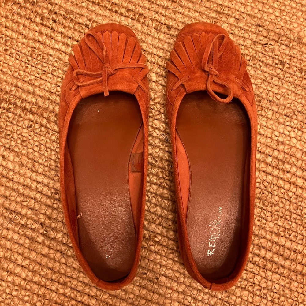 Orange Women's Suede Loafers